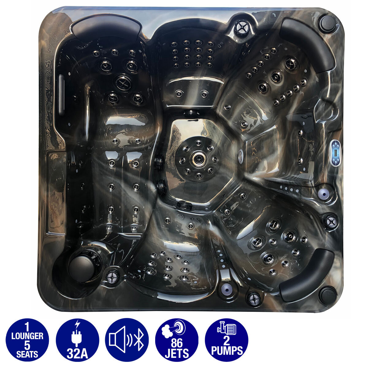 Miami Spas Palma V2 86-Jet 6 Person Hot Tub in Midnight Canyon - Delivered and Installed