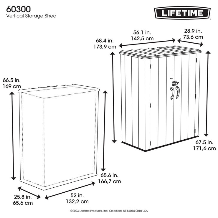 Lifetime 4ft 6" x 2ft 4" (1.4 x 0.7m) Vertical 1,510 Litre Storage Shed