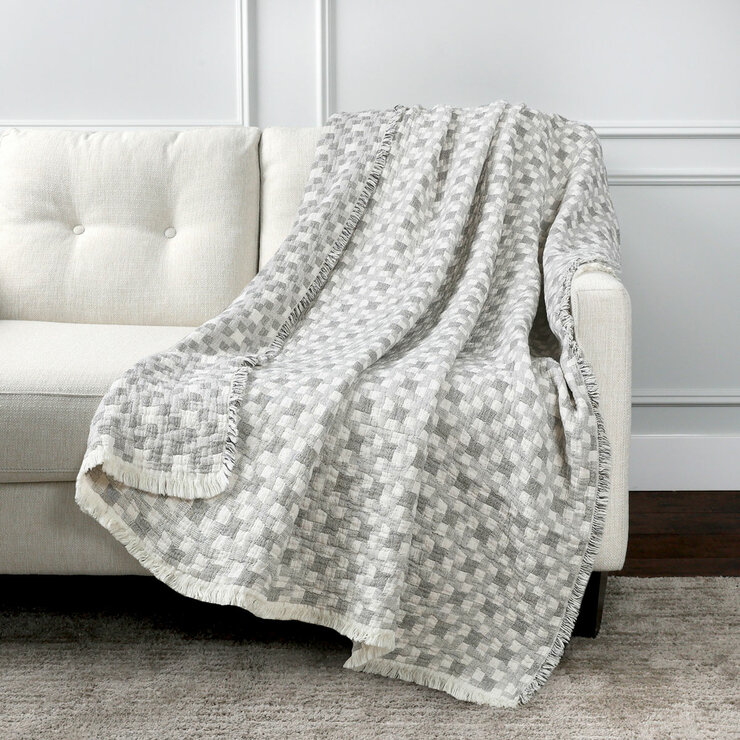Life Comfort Reversible 100% Cotton Gauze Throw in 4 Colours, 127 x 162 cm