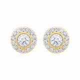 0.22ctw Round Brilliant Cut Diamond Halo Earrings, 14ct Yellow Gold 0.22ctw Round Brilliant Cut Diamond Halo Earrings, 14ct Yellow Gold
