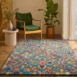 Nourison Vibrant Wool Teal Rug, in 3 Sizes Nourison Vibrant Wool Teal Rug, in 3 Sizes