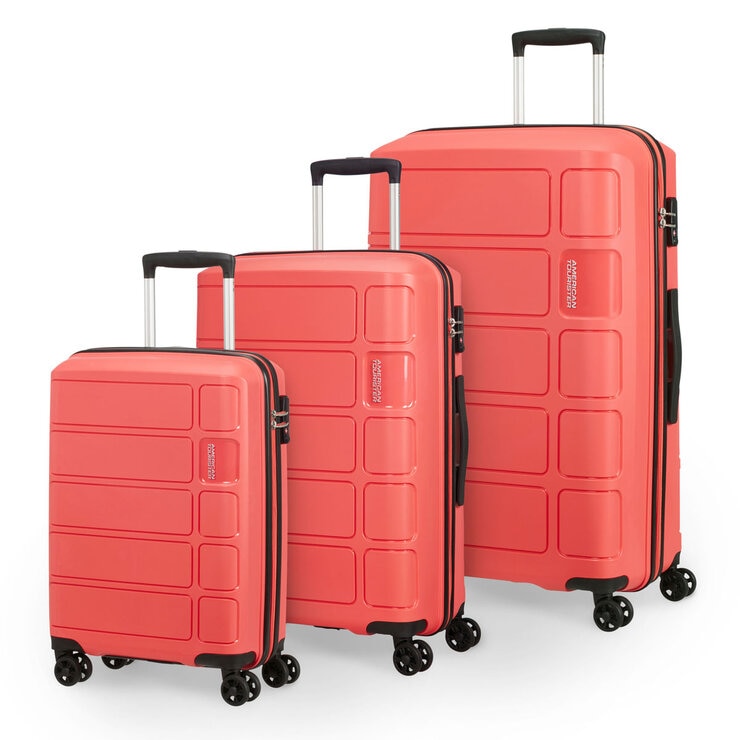 American Tourister Summer Splash 3 Piece Hardside Luggage Set in Coral Pink American Tourister Summer Splash 3 Piece Hardside Luggage Set in Coral Pink