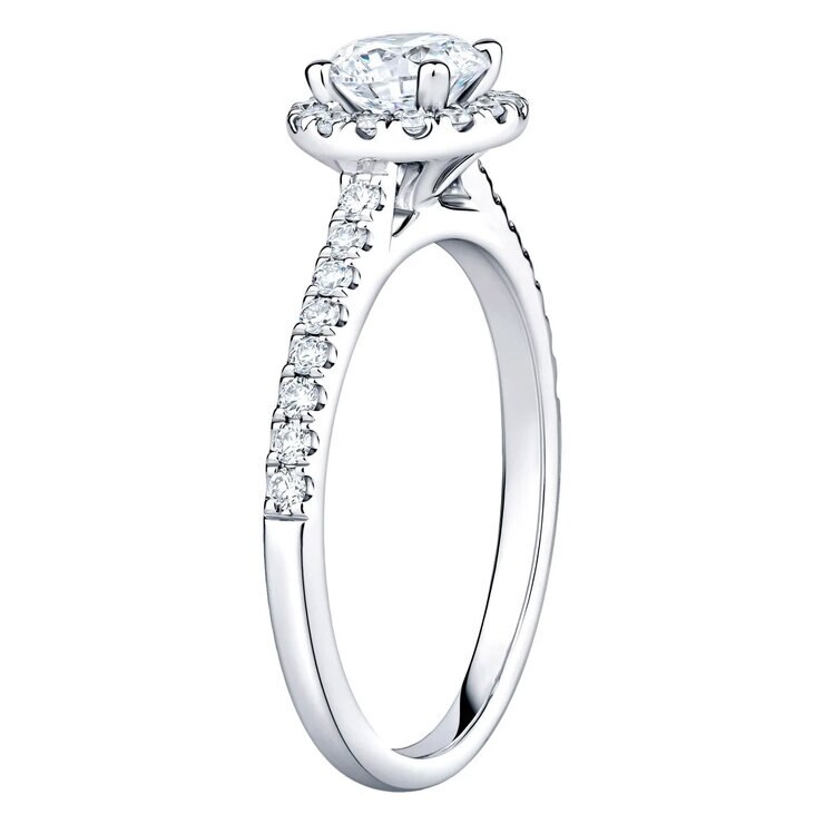 1.00ctw Round Brilliant Cut Diamond Halo Ring,14ct White Gold
