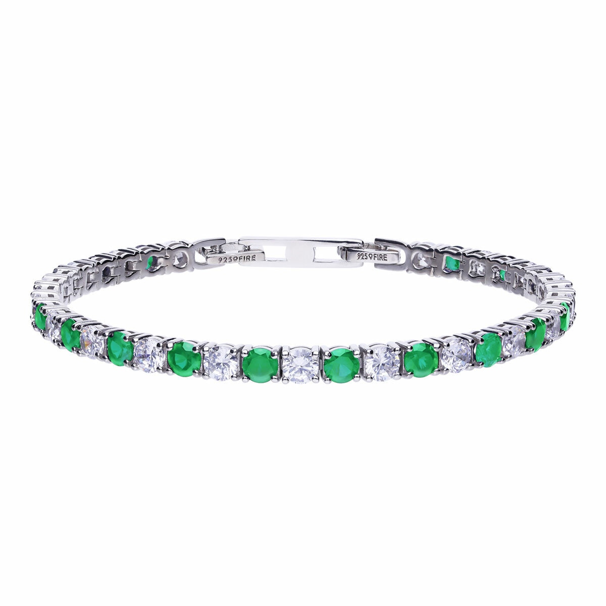 Diamonfire two tone Green Zirconia Tennis Bracelet
