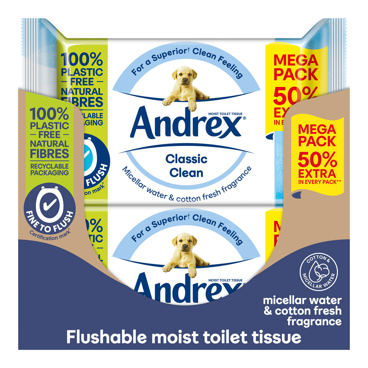 Andrex Classic Clean Washlets Wipes, 10 x 56 Pack