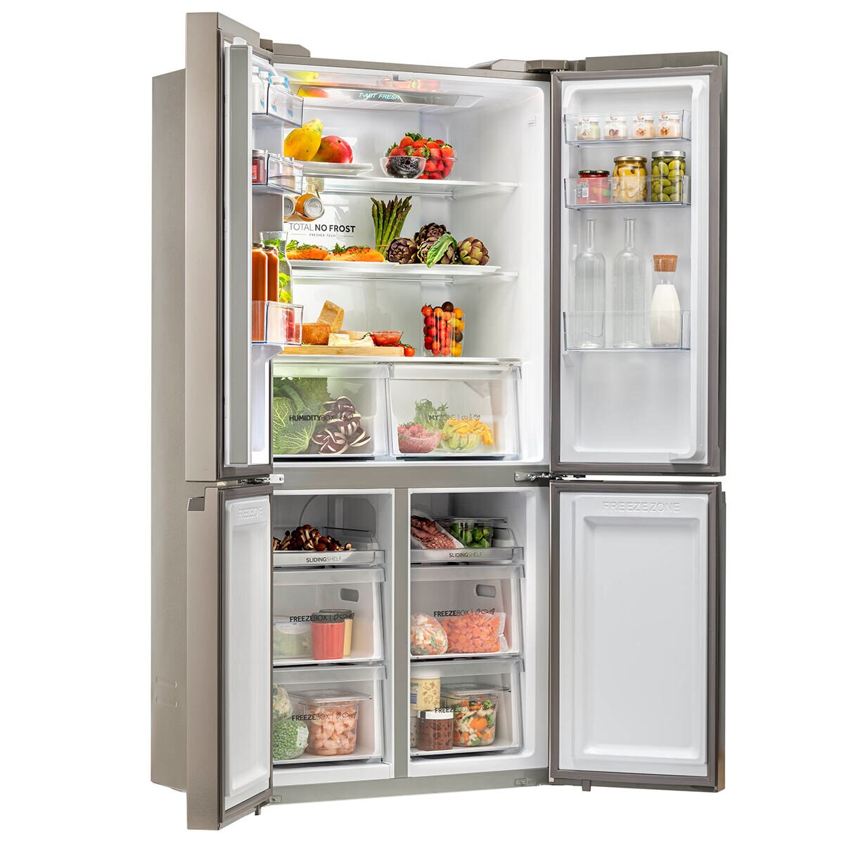 Haier HTF540DP7, Multidoor Fridge Freezer, F Rated in Platinum Inox