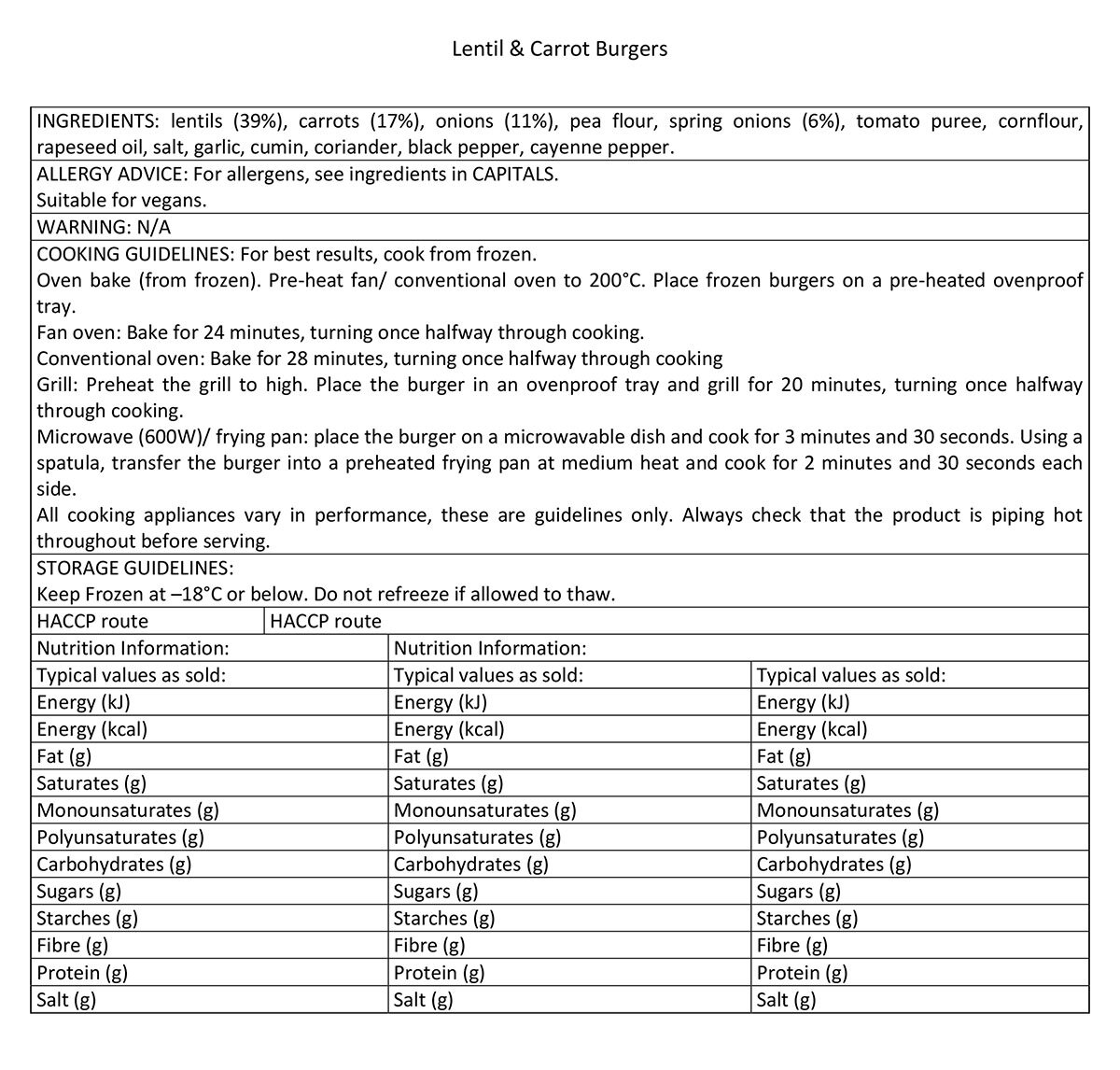 Nutritional Information