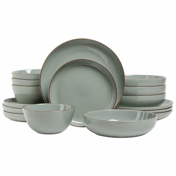 Over & Back Stoneware Dinnerware Set, 16 Piece in Sage Green Over & Back Stoneware Dinnerware Set, 16 Piece in Sage Green