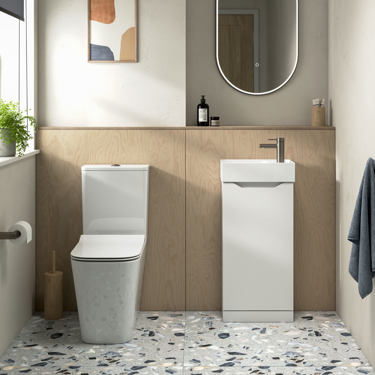 Tavistock Coda Cloakroom Floor Mount With Basin in White at costco.co.uk