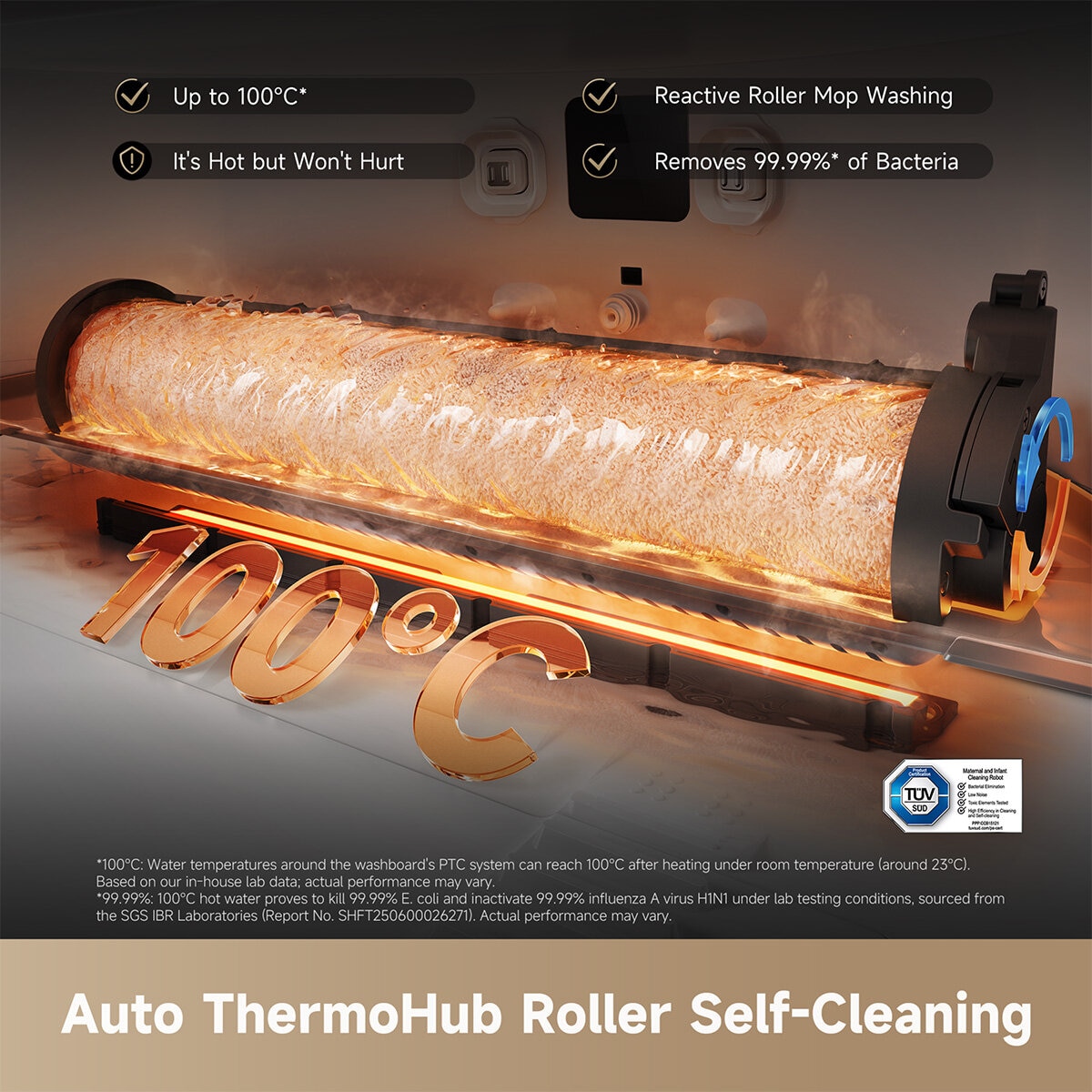 Lifestyle image showing self cleaning auto thermohub roller Lifestyle image showing self cleaning auto thermohub roller