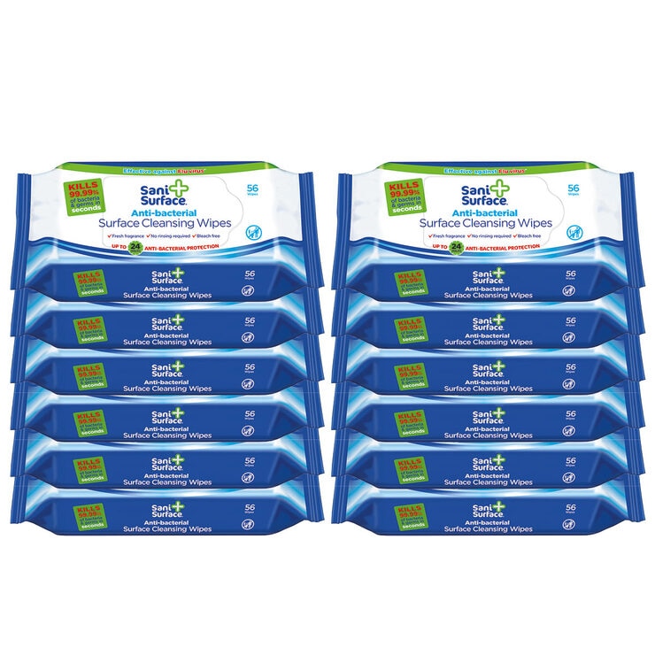 Sani Surface Antibacterial Surface Wipes, 12 x 56 Wipes Costco UK