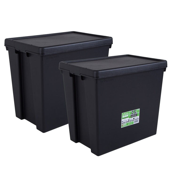Wham Bam 92 Litre Recycled Heavy Duty Plastic Storage Box & Lid in