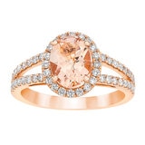 Morganite and 0.47ctw Diamond Ring, 14k Rose Gold