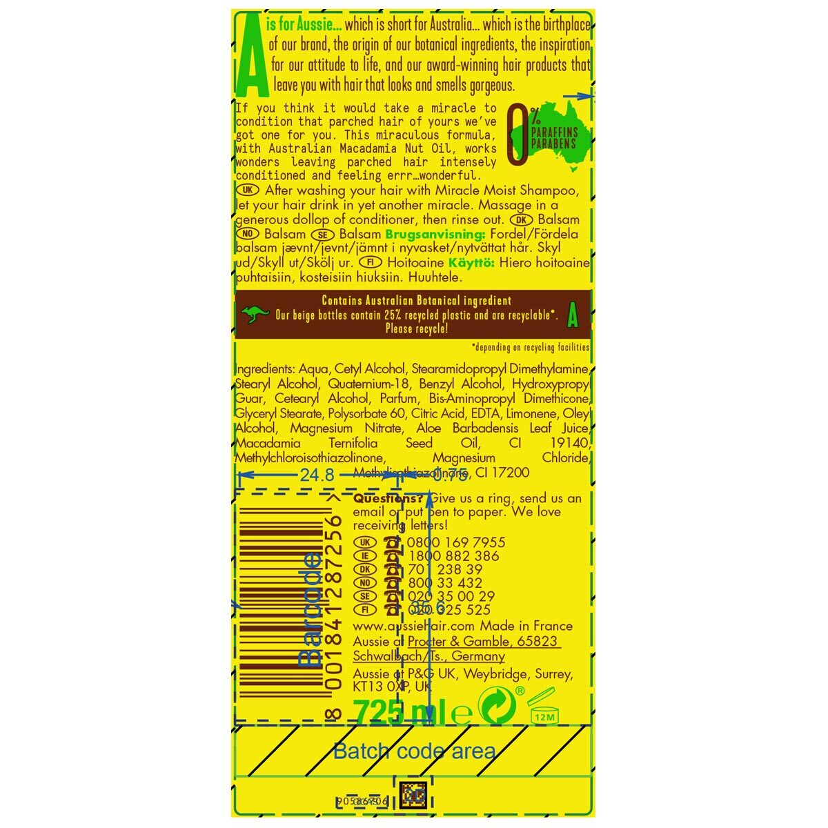 Aussie Miracle Moist Shampoo, 750ml and Conditioner, 725ml