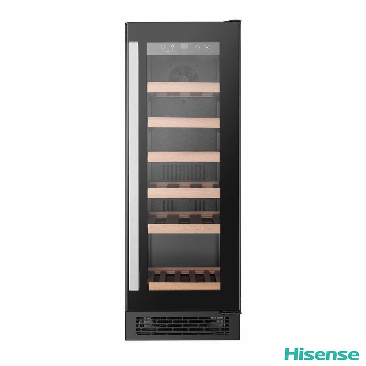 Hisense RW058B3ABGF, 19 Bottle Freestanding, Single Zone Wine Cooler, G Rated in Black Hisense RW058B3ABGF, 19 Bottle Freestanding, Single Zone Wine Cooler, G Rated in Black