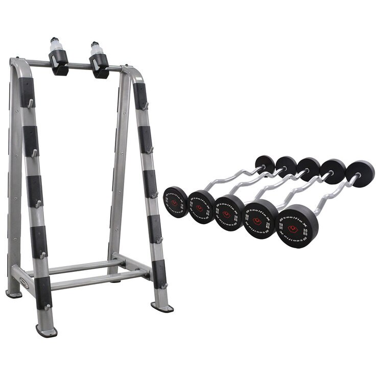 Steelflex® NBR Barbell Storage Rack with EZ Curl Barbell Set 10kg to