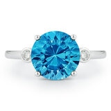 Blue Topaz and 0.13ctw Diamond Ring, 18k White Gold