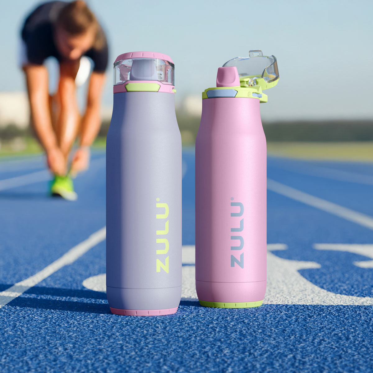 Zulu Stainless Steel Water Bottle 511ml, 2 Pack in Pink & Violet