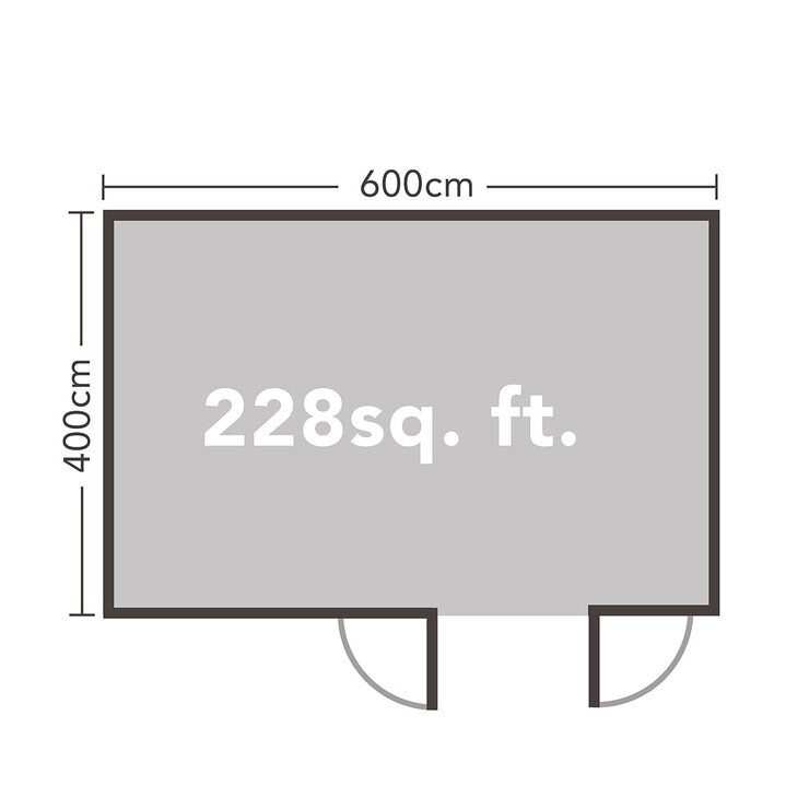 Installed Forest Garden Harescombe 58mm Log Cabin 19ft 8" x 13ft 1" (6 x 4m)