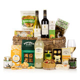 Hamper with contents in and around the basket