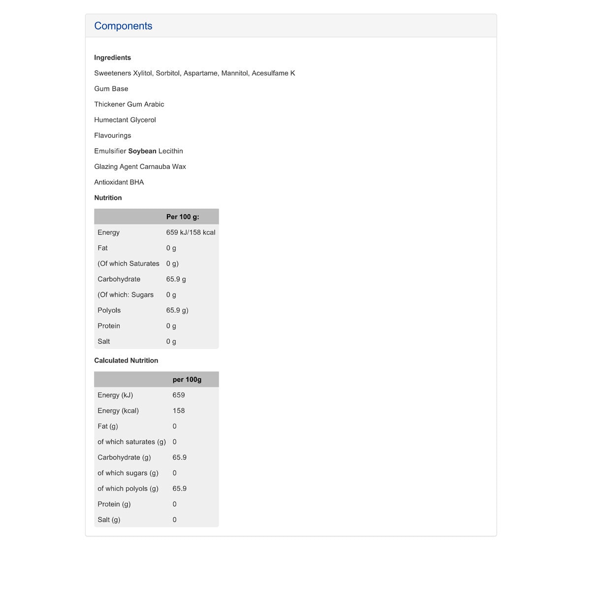 Nutritional Information