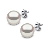 9-9.5mm Cultured Freshwater White Pearl Stud Earrings, 18ct White Gold