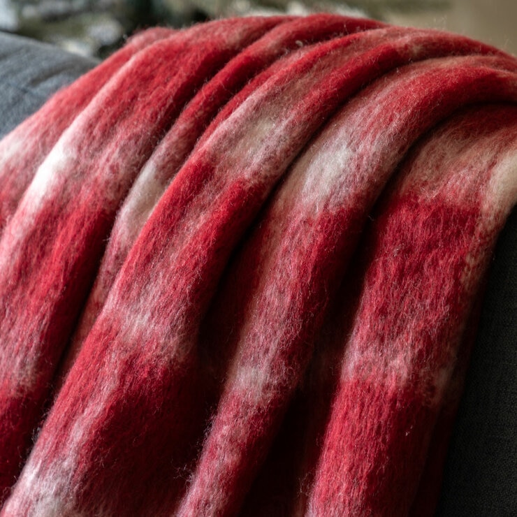 Gallery Heritage Red Check Faux Mohair Throw, 130 x 170 cm