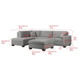 Thomasville Miles Grey Fabric Corner Sofa with Storage Ottoman