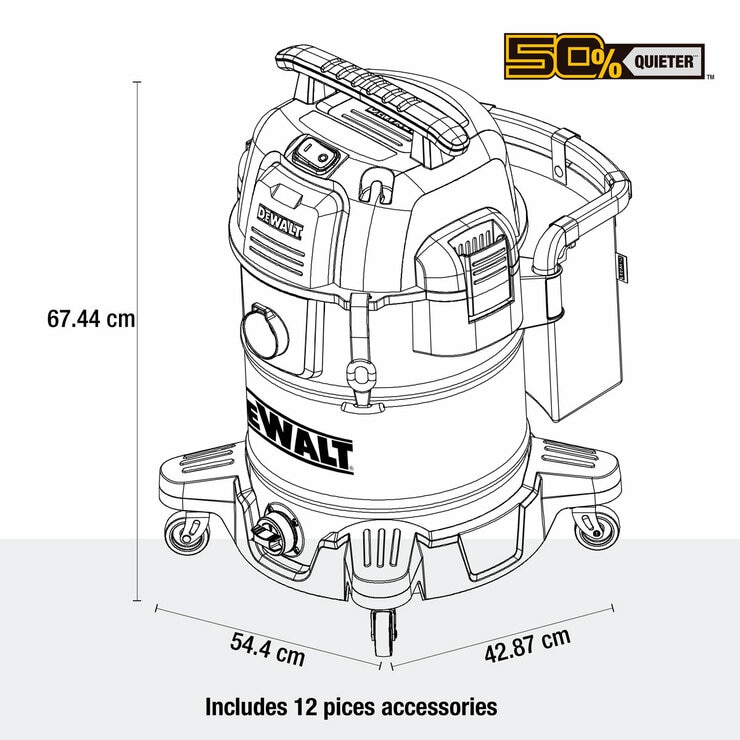 DEWALT® Wet & Dry Corded Vacuum Cleaner, 45 Litre with 2.1m Hose DEWALT® Wet & Dry Corded Vacuum Cleaner, 45 Litre with 2.1m Hose