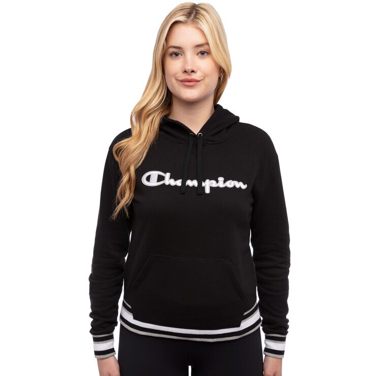 Champion Women's Pullover Hoody in Black | UK