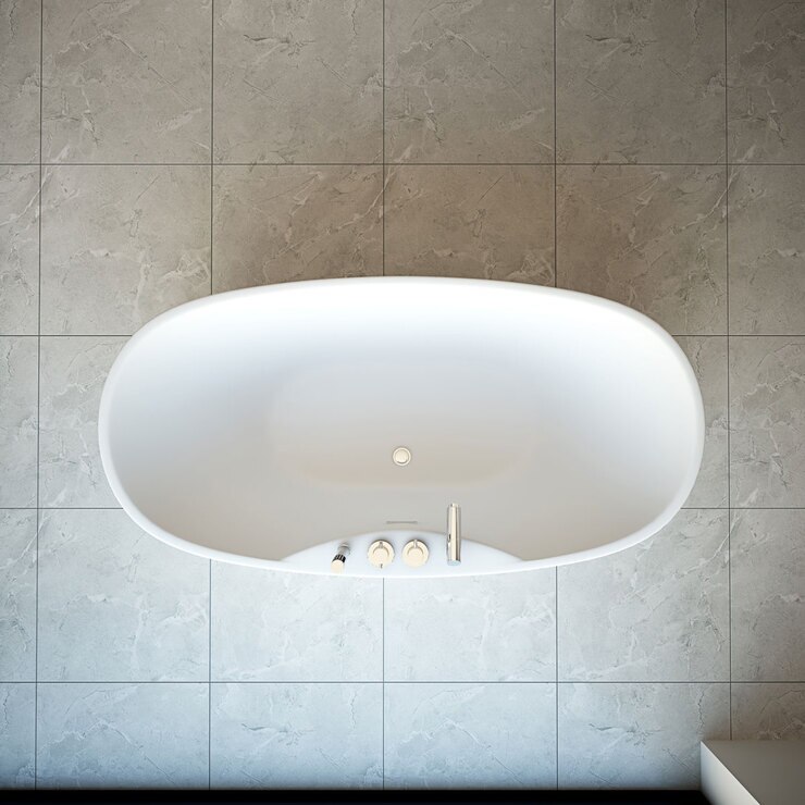 Platinum Spas Lille Freestanding Modern Bath with Tap and Handshower