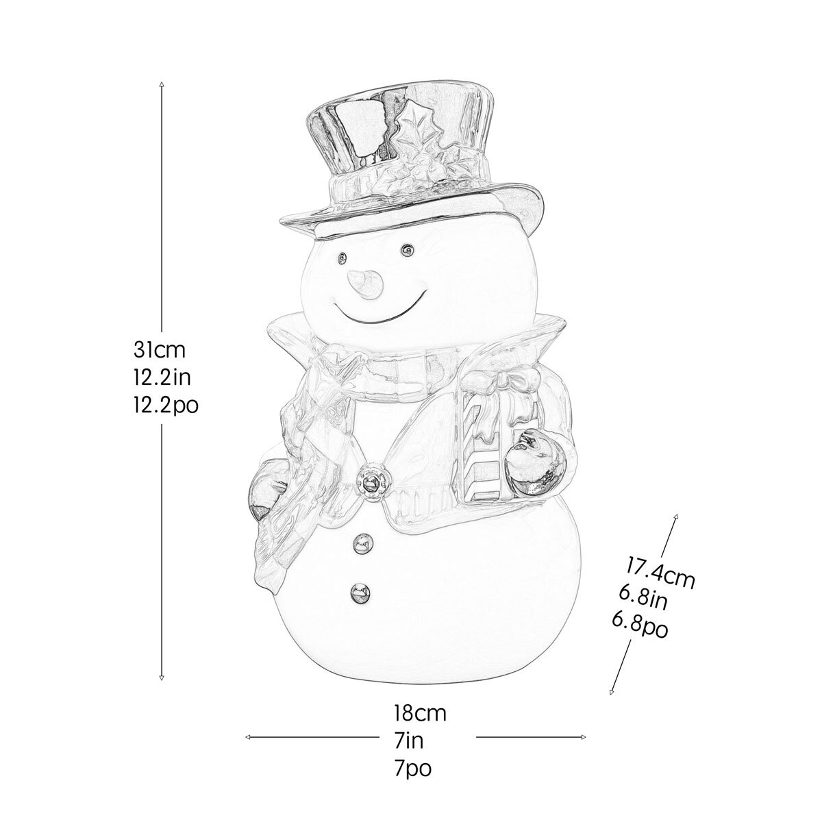 12 Inch (31cm) Santa or Snowman Cookie Jar Table Top Ornament