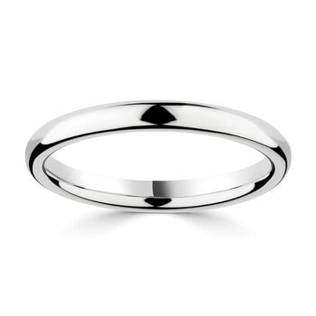 2.5mm Luxury Court Wedding Ring, 18ct White Gold