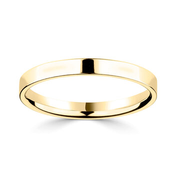 2.5mm Classic Flat Court Wedding Ring, 18ct Yellow Gold