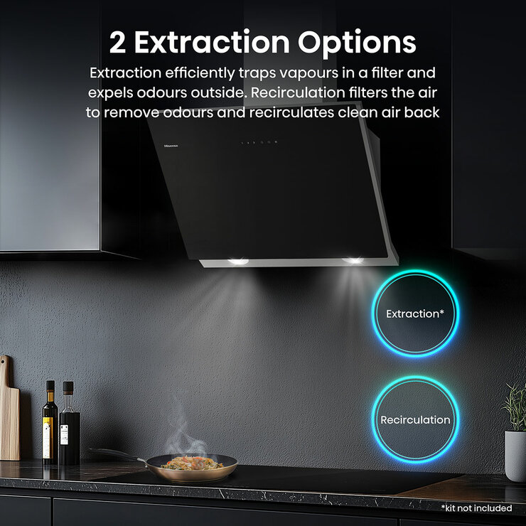 Hisense CH6IN14BXBUK 60cm Chimney Cooker Hood, A Rated in Black Hisense CH6IN14BXBUK 60cm Chimney Cooker Hood, A Rated in Black