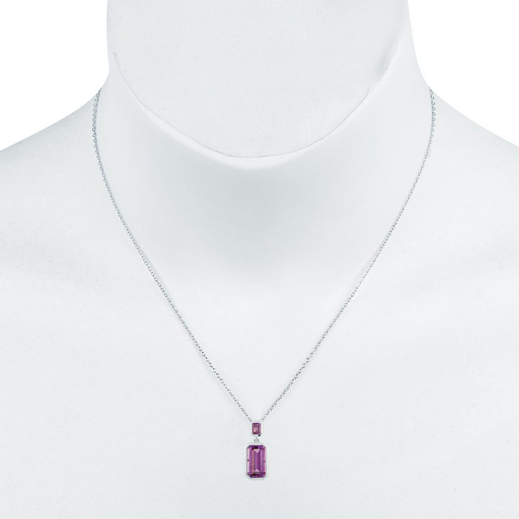 Emerald Cut Amethyst Pendant, 18ct White Gold Costco UK