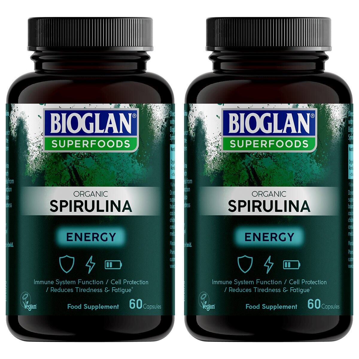 Bioglan Superfoods Organic Spirulina, 2 x 60 Capsules (2 Months Su...