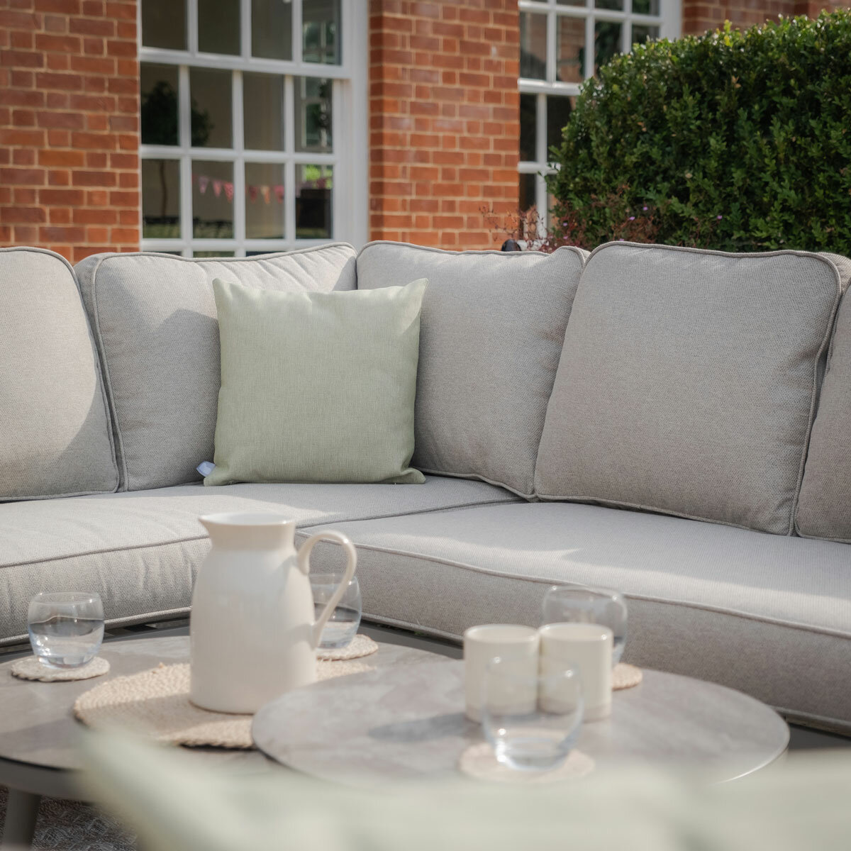 Maze Monaco 3 Piece Deep Seating Corner Patio Set in Cool Linen