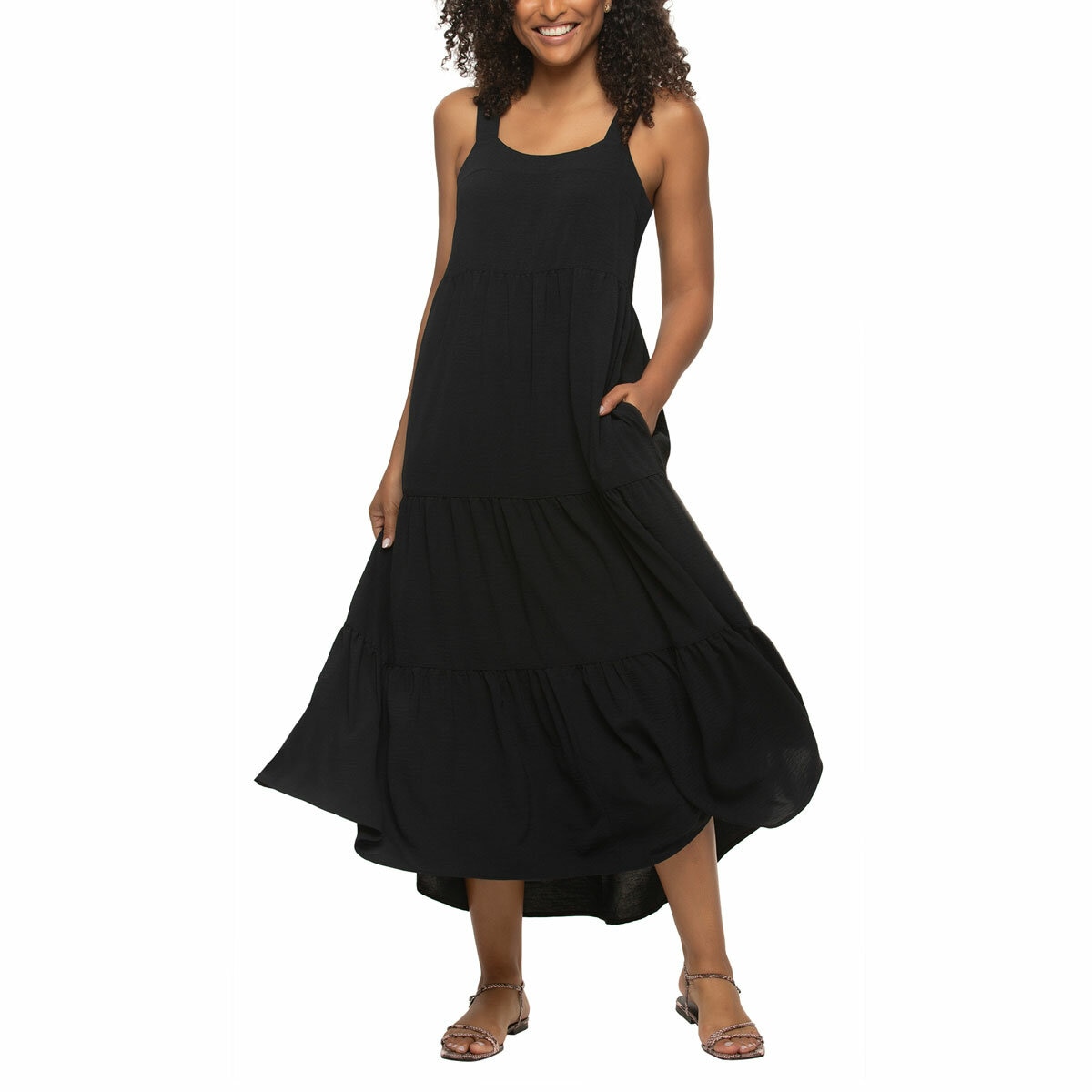 Jezebel Ladies Tiered Dress in Black