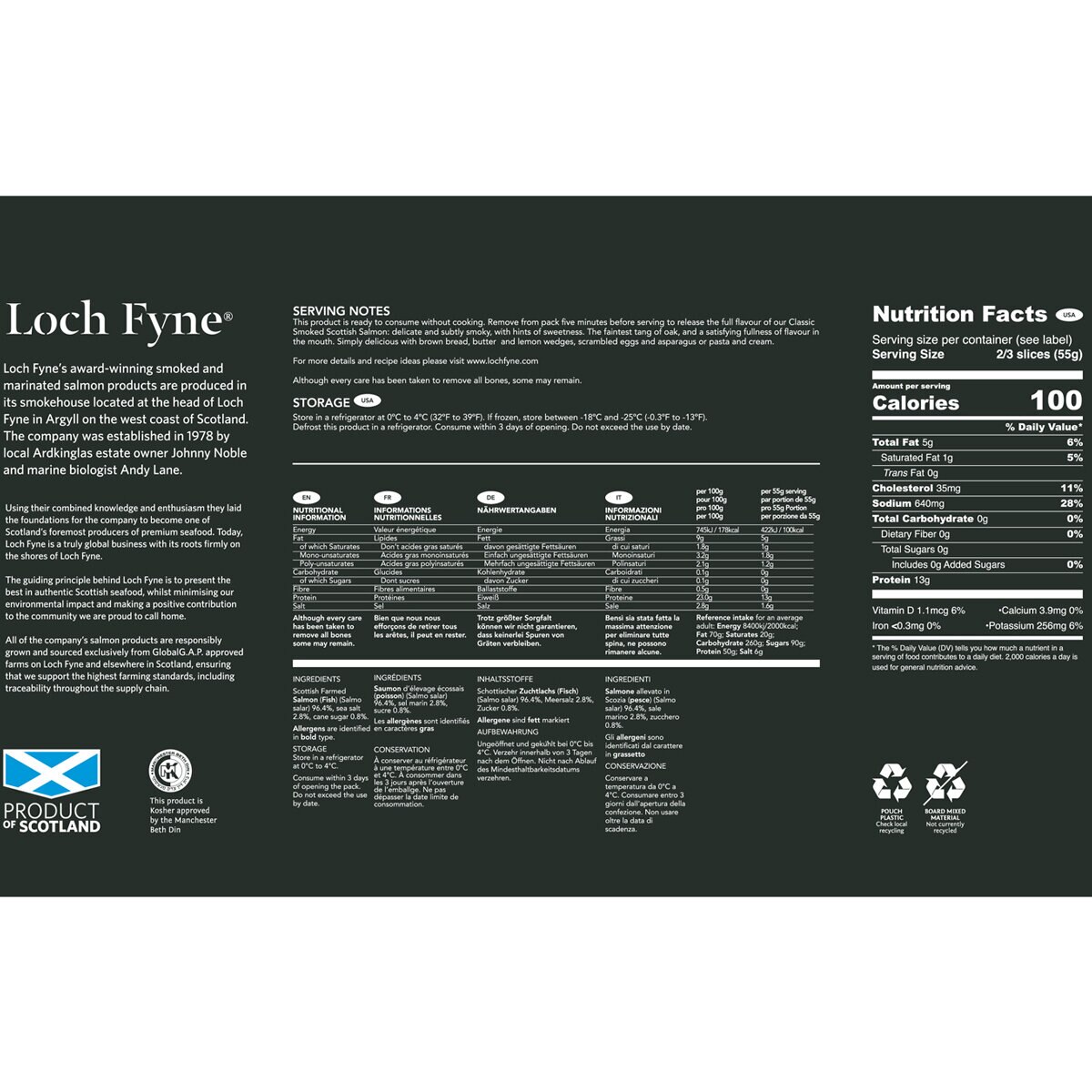 Loch Fyne Long Sliced Smoked Salmon, 660g 