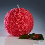 Amelia Amour 21cm Rose Ball Unscented Candle with Mirror Plate in 3 Colours