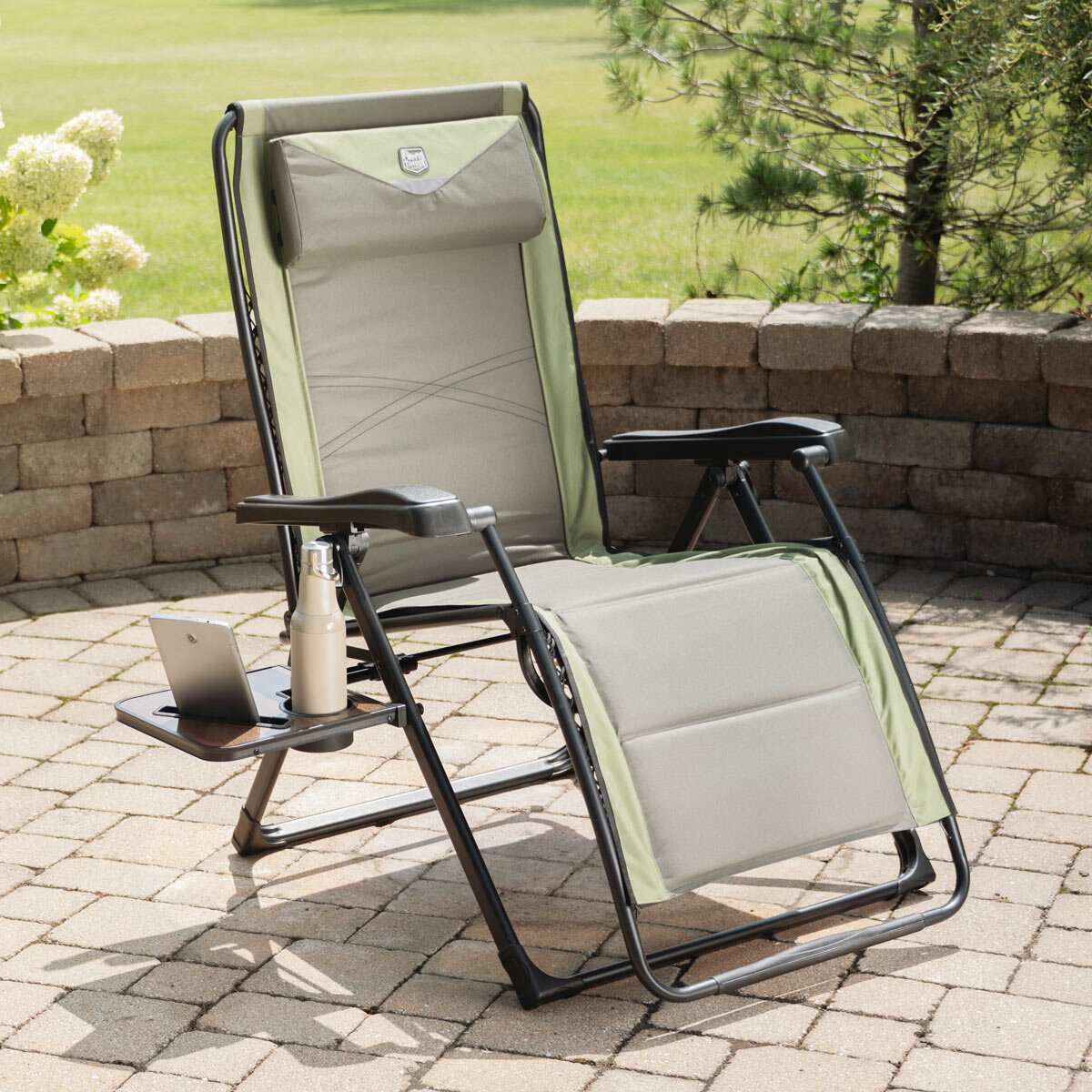 Timber Ridge Zero Gravity Folding Lounger with Side Table
