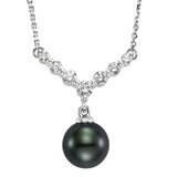 8.0-9.0mm Tahitian Cultured Pearl & 0.35ctw Diamond Pendant, 14ct White Gold