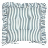 Wylder Millie Ruffle Blue Striped Indoor Outdoor Seat Pad 2 Pack, 40 x 40 cm