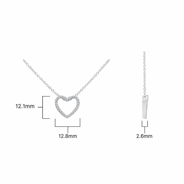 0.09ctw Round Brilliant Cut Diamond Heart Pendant, 18ct White Gold