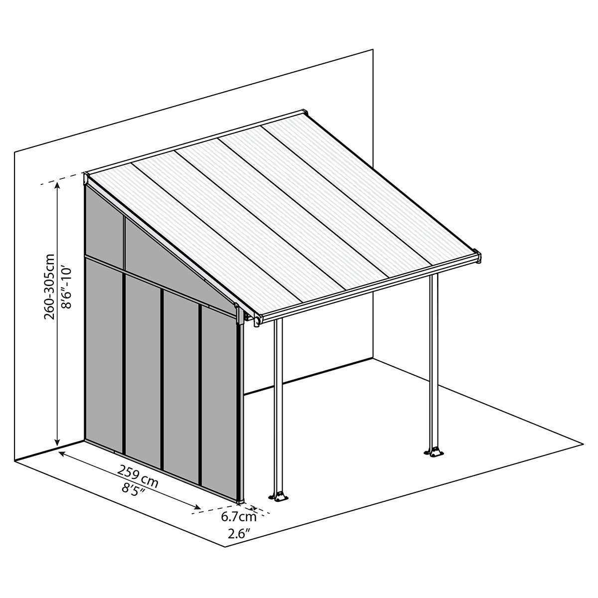 Palram Canopia Feria 3 SideWall Patio Cover, White