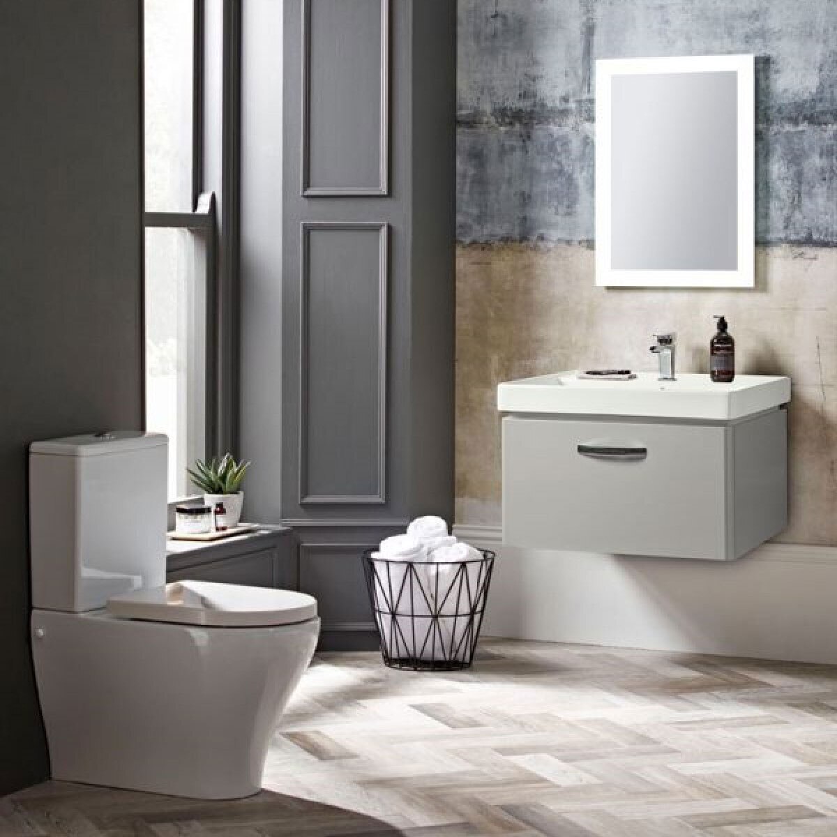 Tavistock Curve 800mm Wall Mounted Vanity Unit in Light Grey