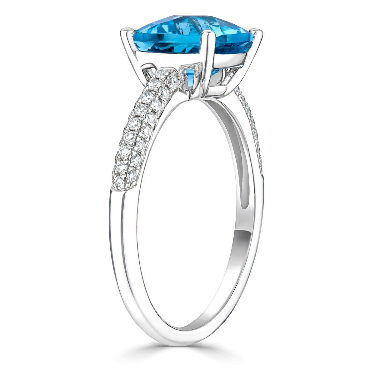 Costco UK Cushion Cut Blue Topaz 0.22ctw Diamond Ring
