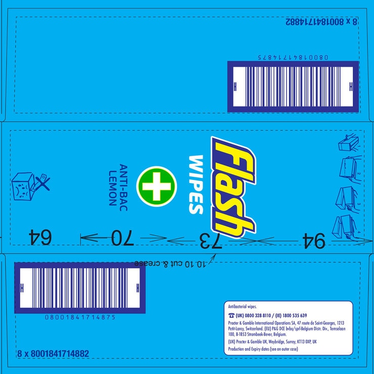 Flash Antibacterial Wipes, 8 x 24 Count Costco UK