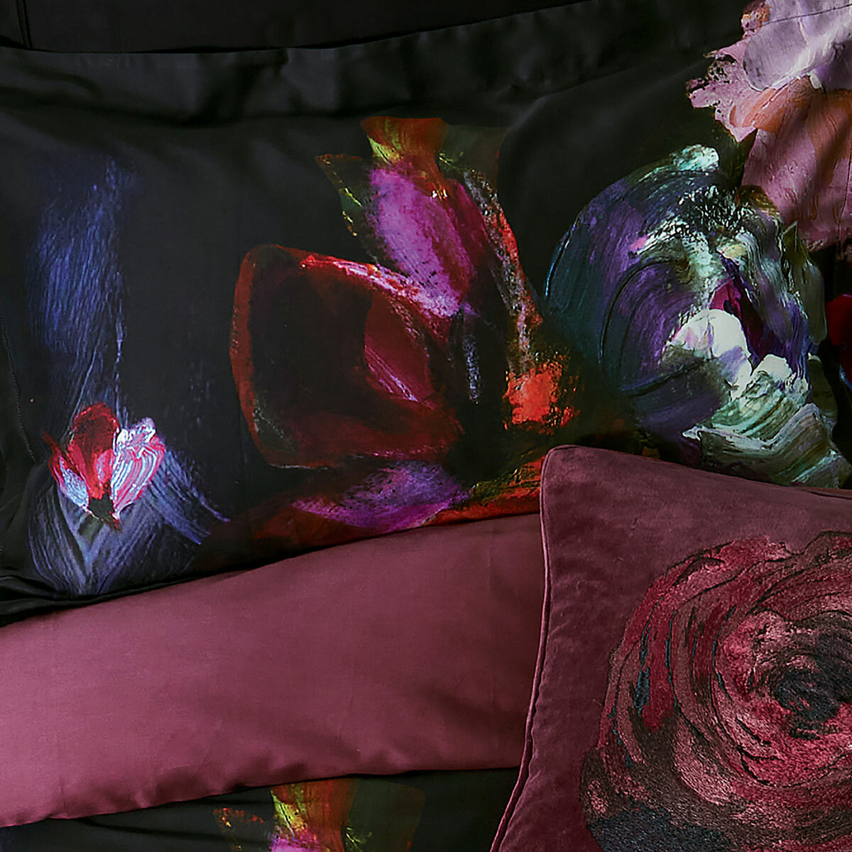 Ted Baker Expressionist Floral Black Duvet Cover Set, Super King Ted Baker Expressionist Floral Black Duvet Cover Set, Super King